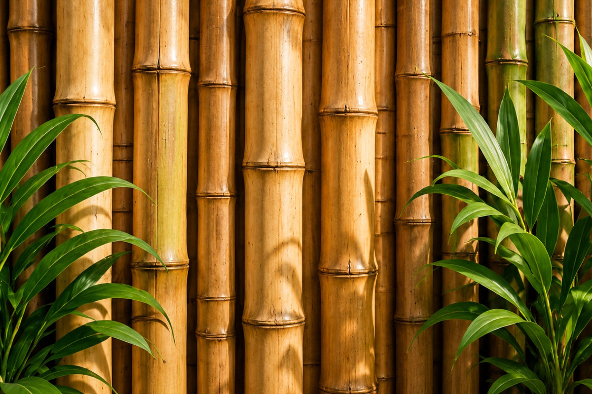 Close-up of natural bamboo poles