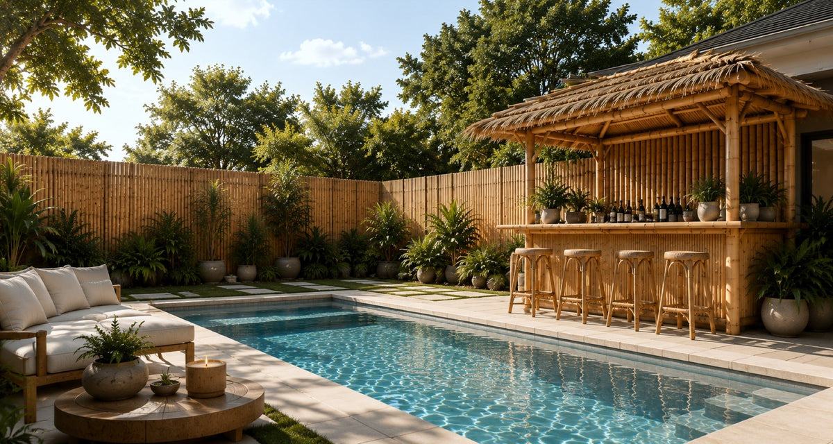 Bambaya bamboo pool and tiki bar backyard